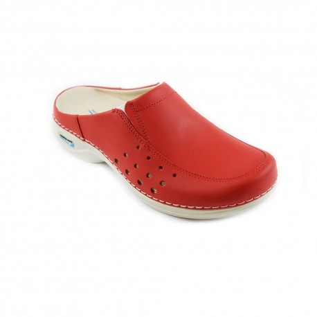 Saboti medicali din piele naturala, lavabili, Nursingcare Wash'Go Berlin, rosu