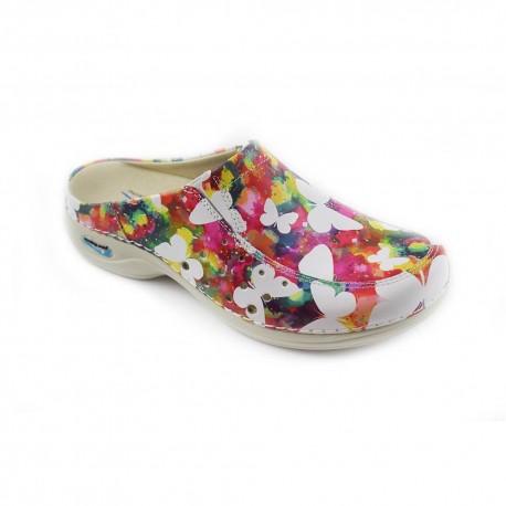 Saboti medicali din piele naturala, lavabili, Nursingcare Wash'Go Berlin, Fantasy butterfly