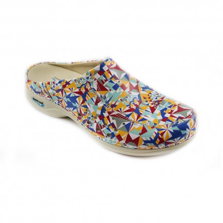 Saboti medicali din piele naturala, lavabili, Nursingcare Wash'Go Berlin, Triunghiuri colorate