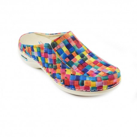 Saboti medicali din piele naturala, lavabili, Nursingcare Wash'Go Berlin, Patratele colorate